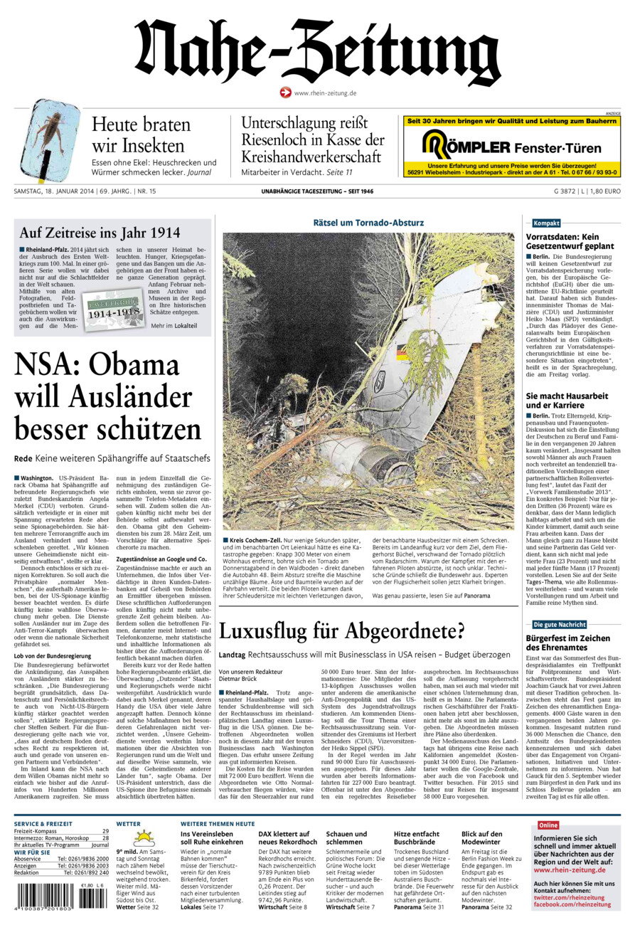 Nahe-Zeitung vom Samstag, 18.01.2014