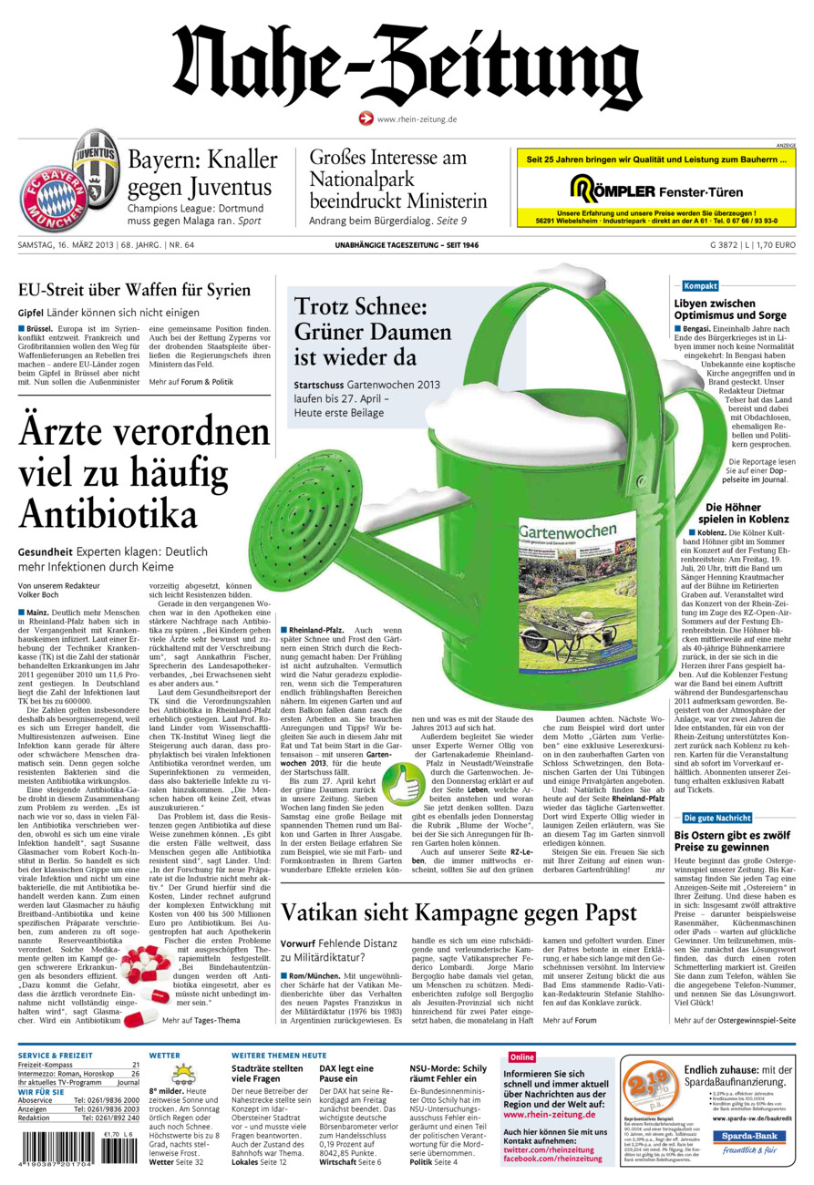 Nahe-Zeitung vom Samstag, 16.03.2013