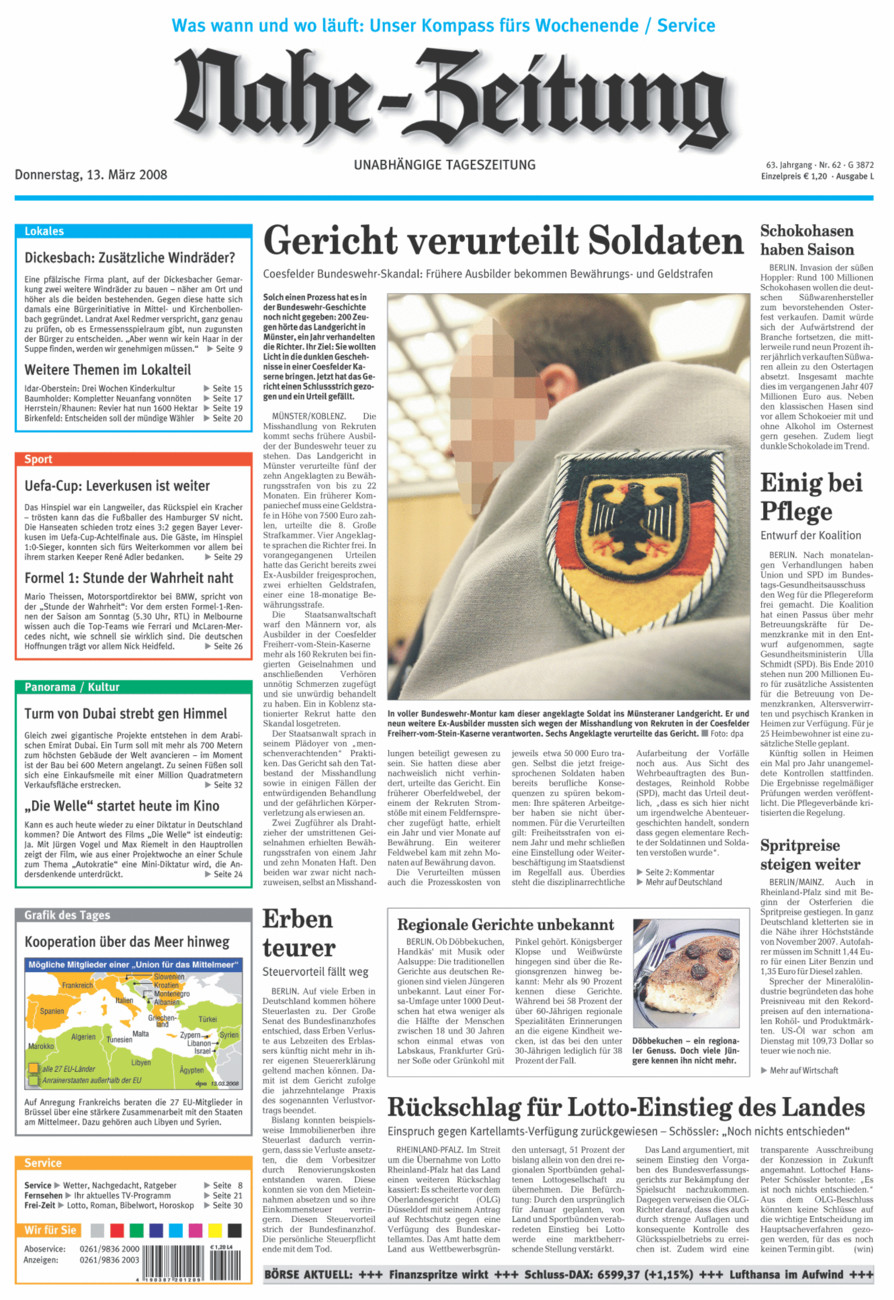 Nahe-Zeitung vom Donnerstag, 13.03.2008