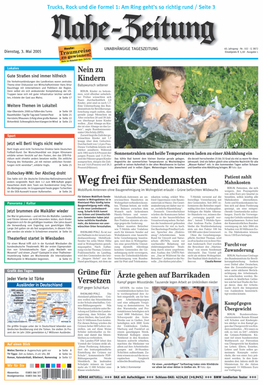 Nahe-Zeitung vom Dienstag, 03.05.2005