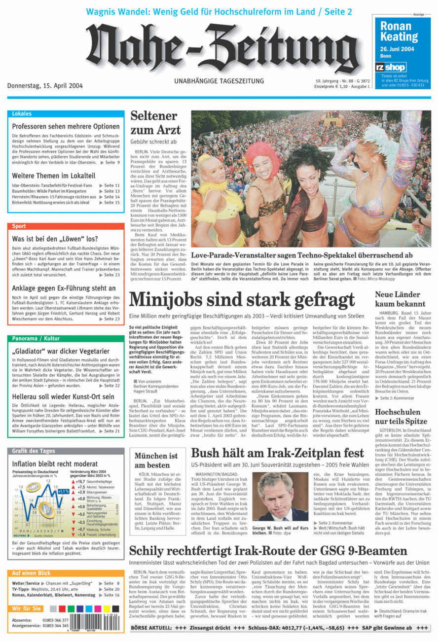 Nahe-Zeitung vom Donnerstag, 15.04.2004
