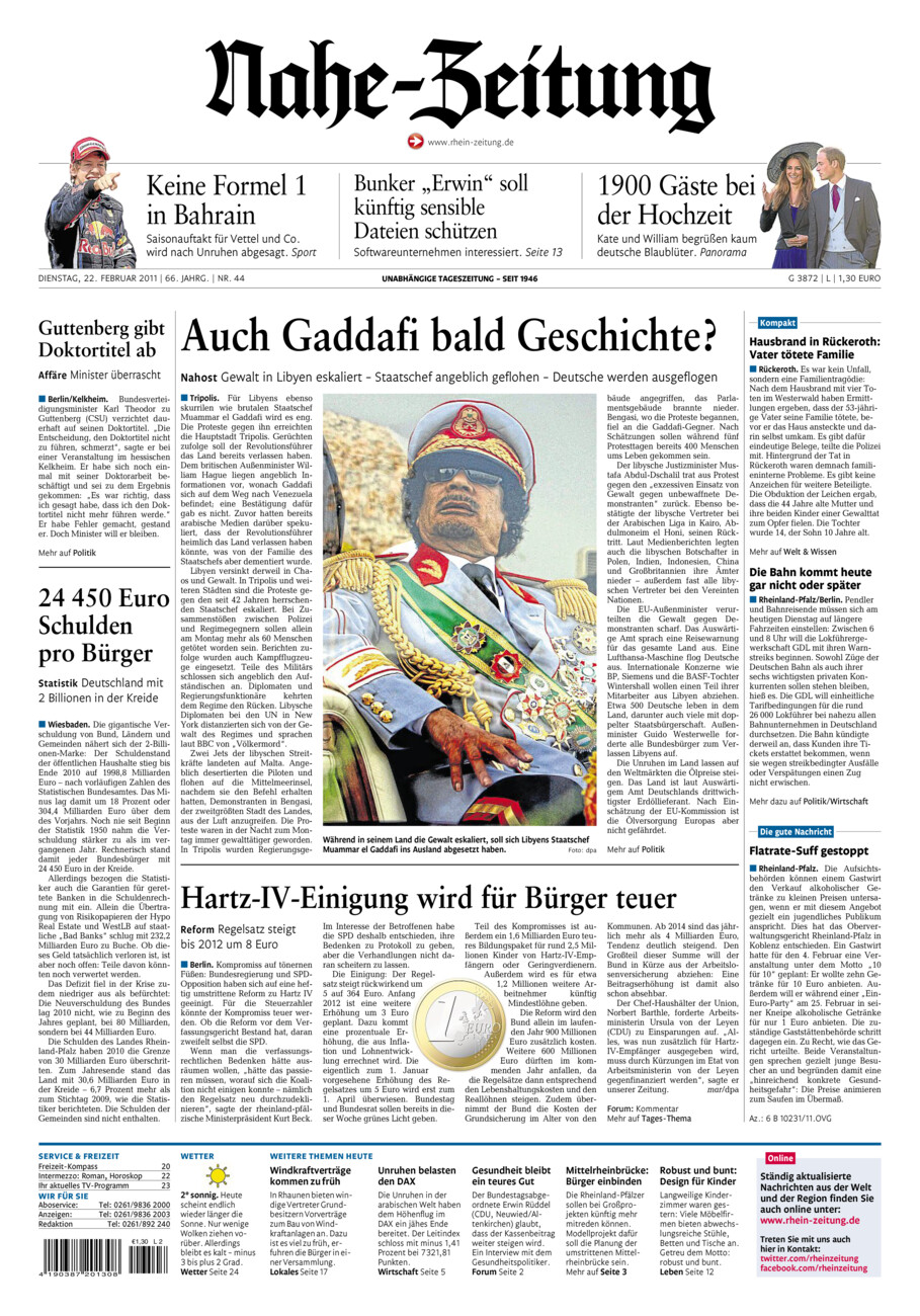 Nahe-Zeitung vom Dienstag, 22.02.2011
