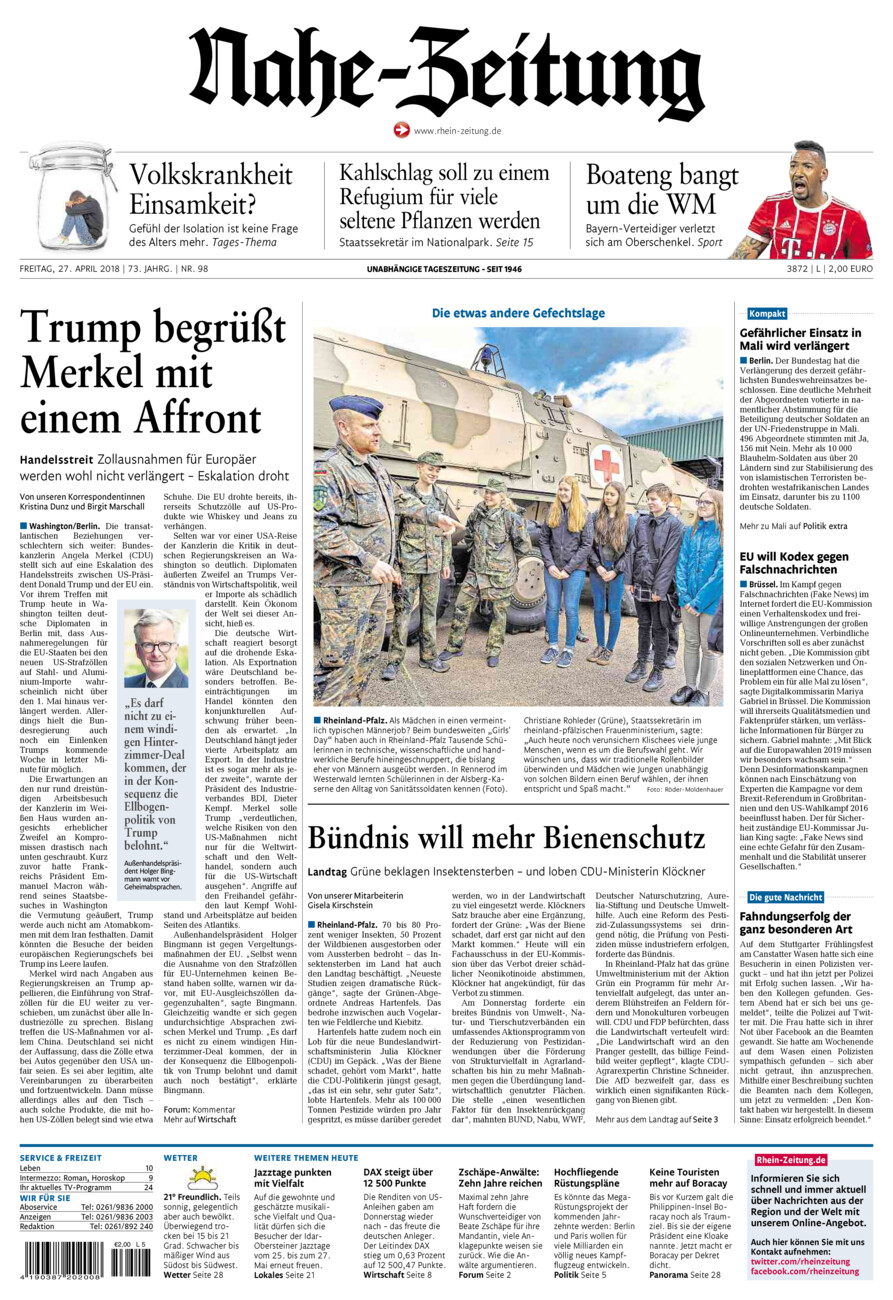 Nahe-Zeitung vom Freitag, 27.04.2018