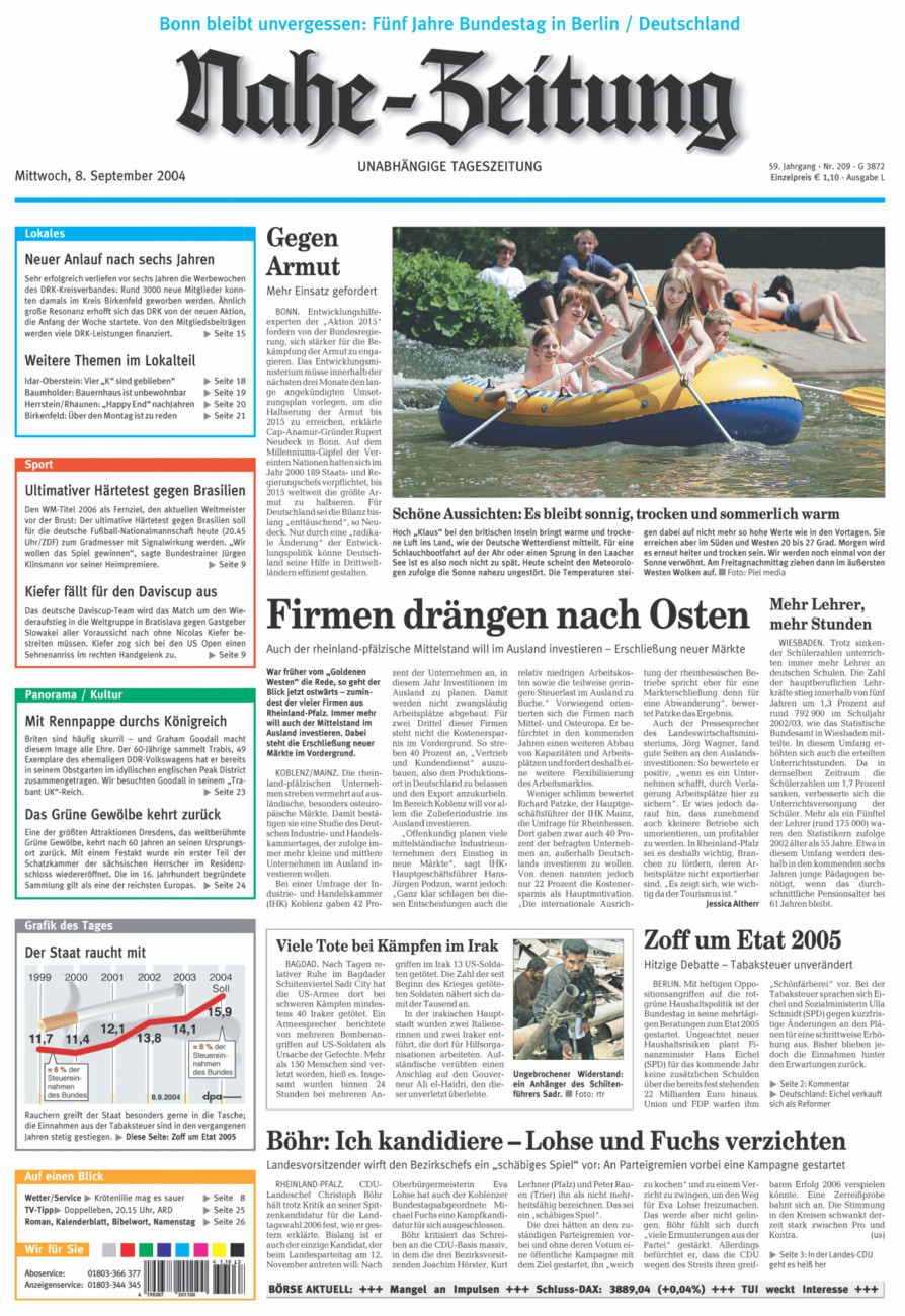 Nahe-Zeitung vom Mittwoch, 08.09.2004
