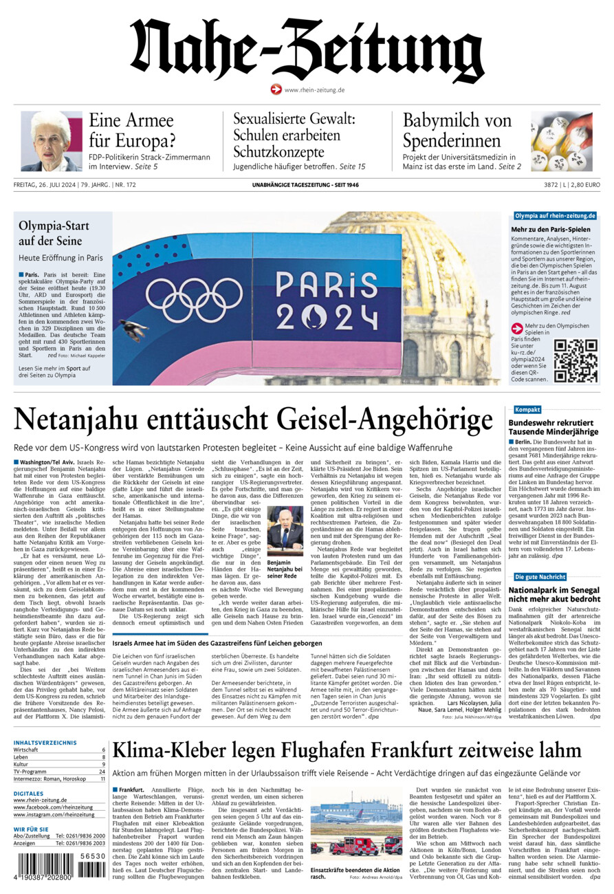 Nahe-Zeitung vom Freitag, 26.07.2024