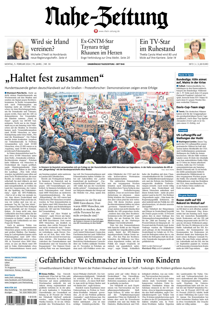 Nahe-Zeitung vom Montag, 05.02.2024