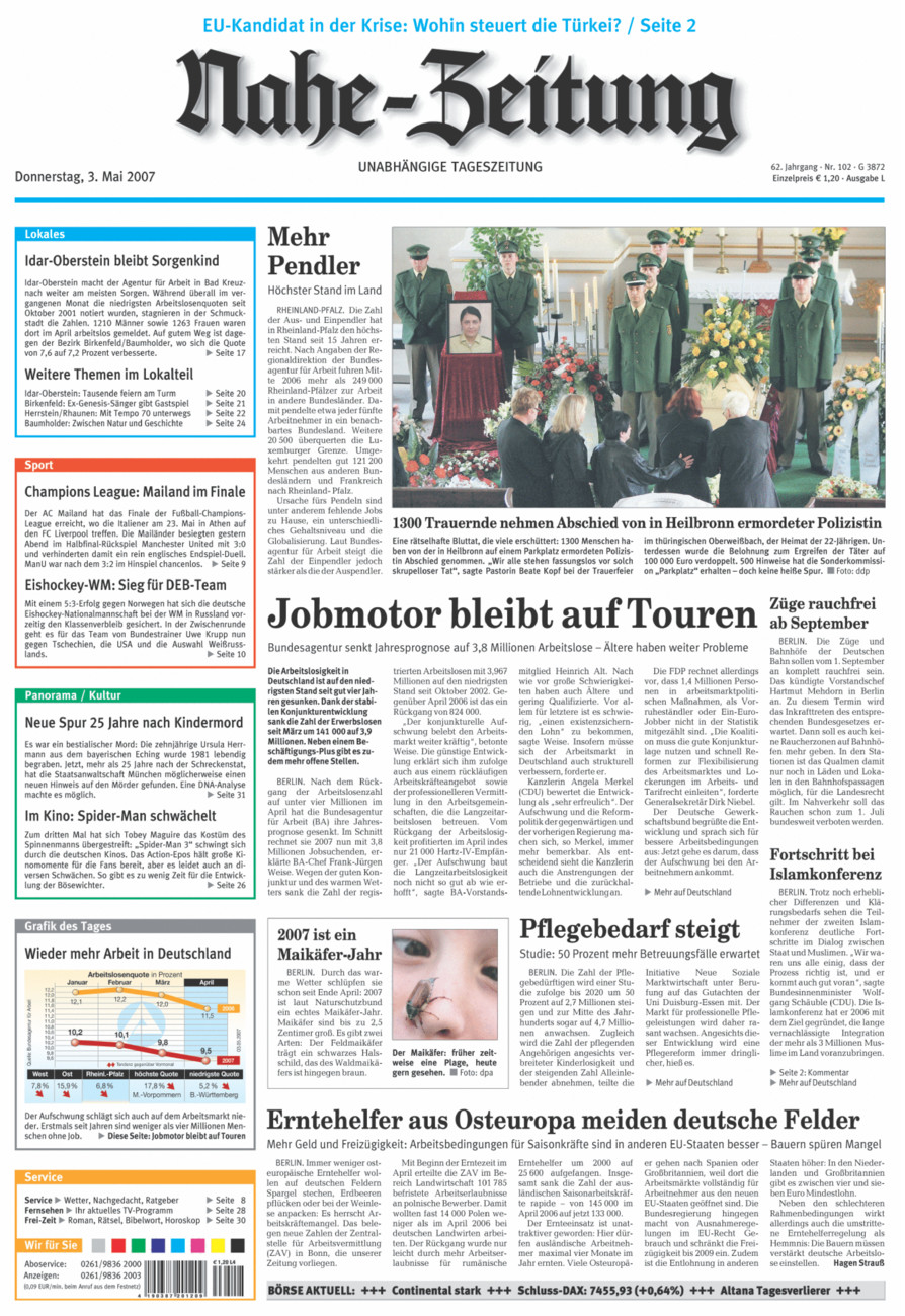Nahe-Zeitung vom Donnerstag, 03.05.2007