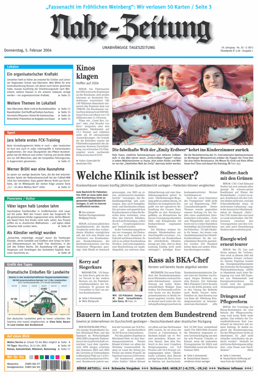 Nahe-Zeitung vom Donnerstag, 05.02.2004