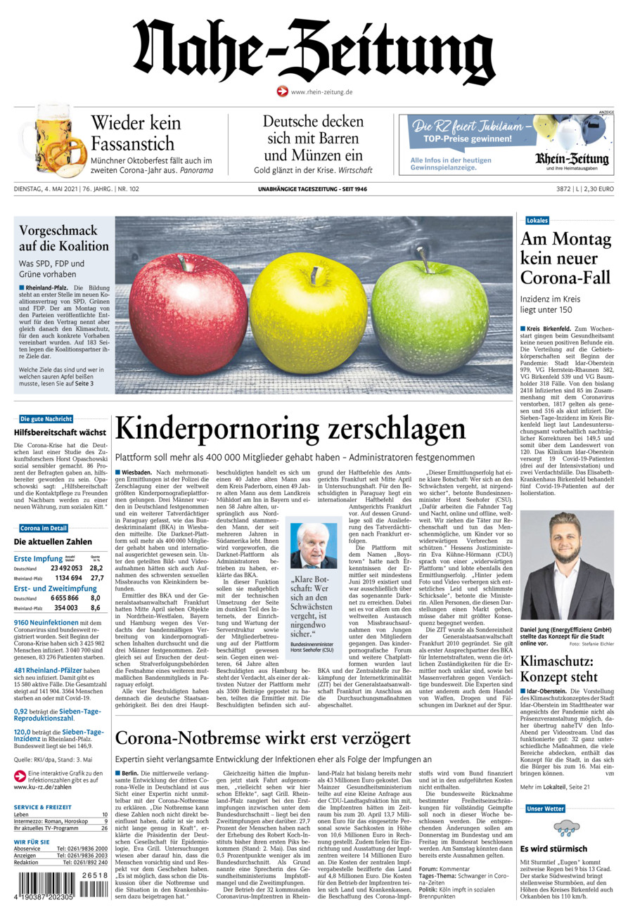 Nahe-Zeitung vom Dienstag, 04.05.2021