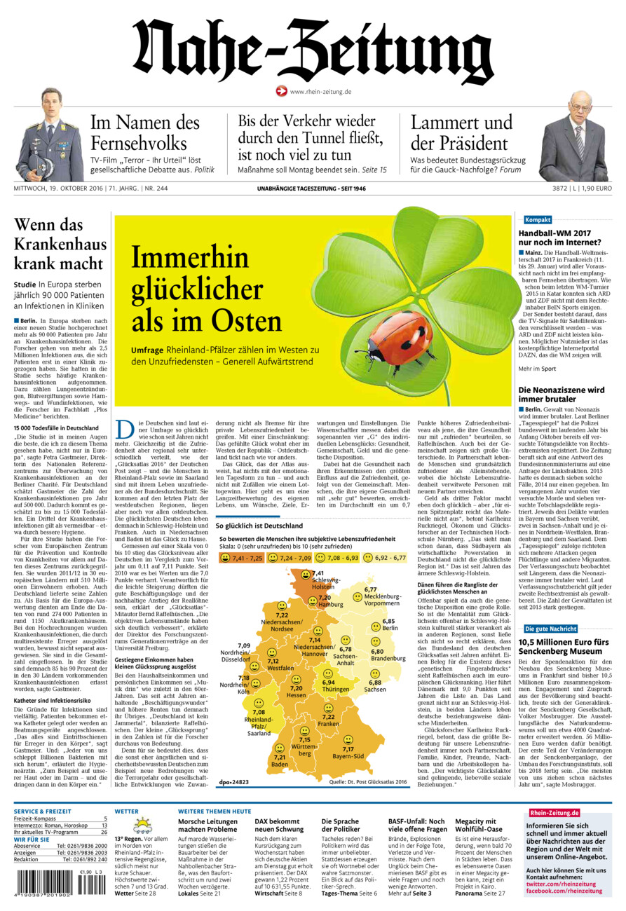 Nahe-Zeitung vom Mittwoch, 19.10.2016