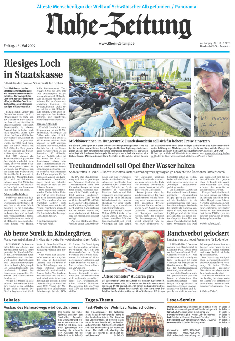 Nahe-Zeitung vom Freitag, 15.05.2009