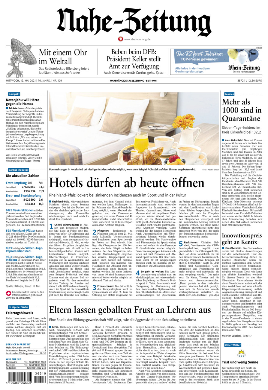 Nahe-Zeitung vom Mittwoch, 12.05.2021