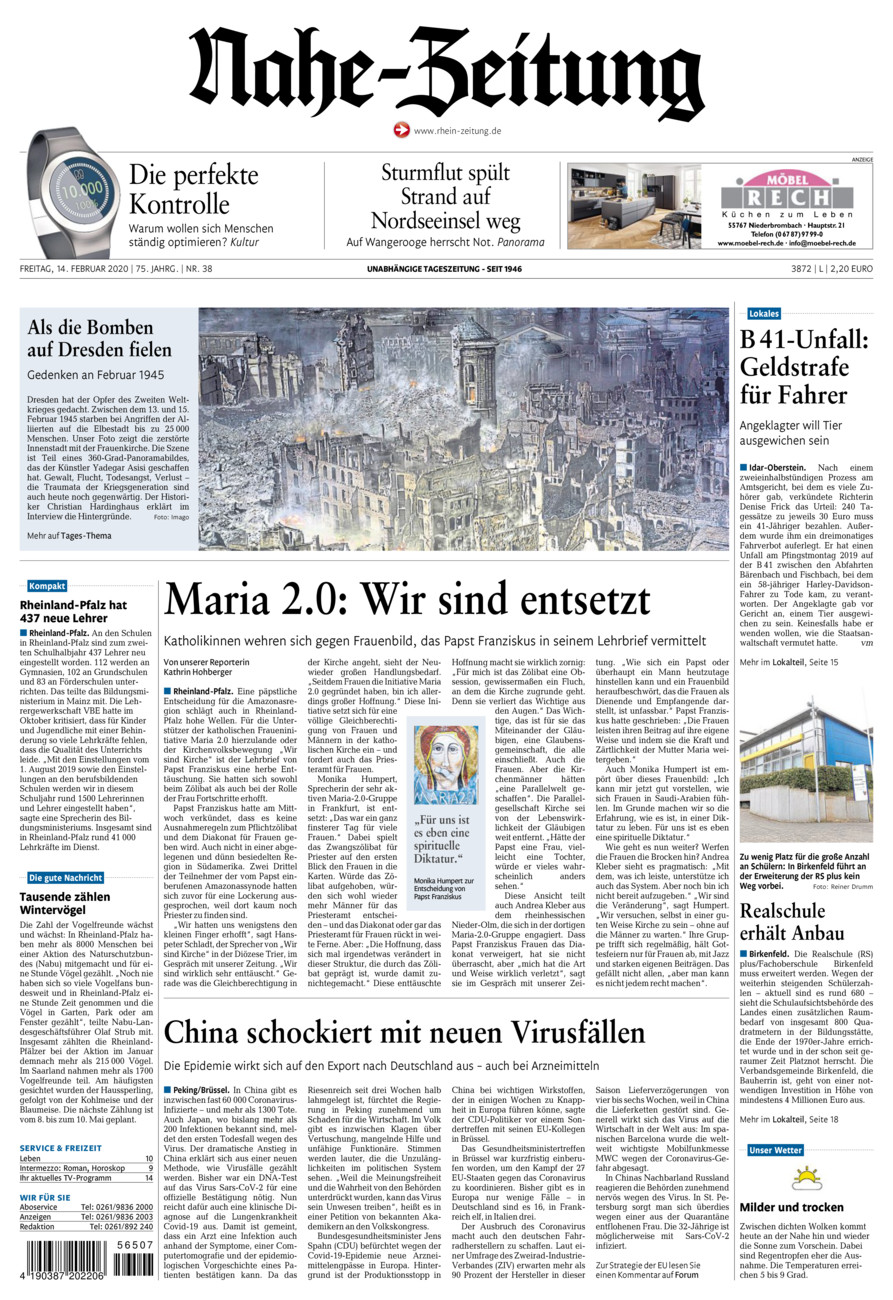 Nahe-Zeitung vom Freitag, 14.02.2020