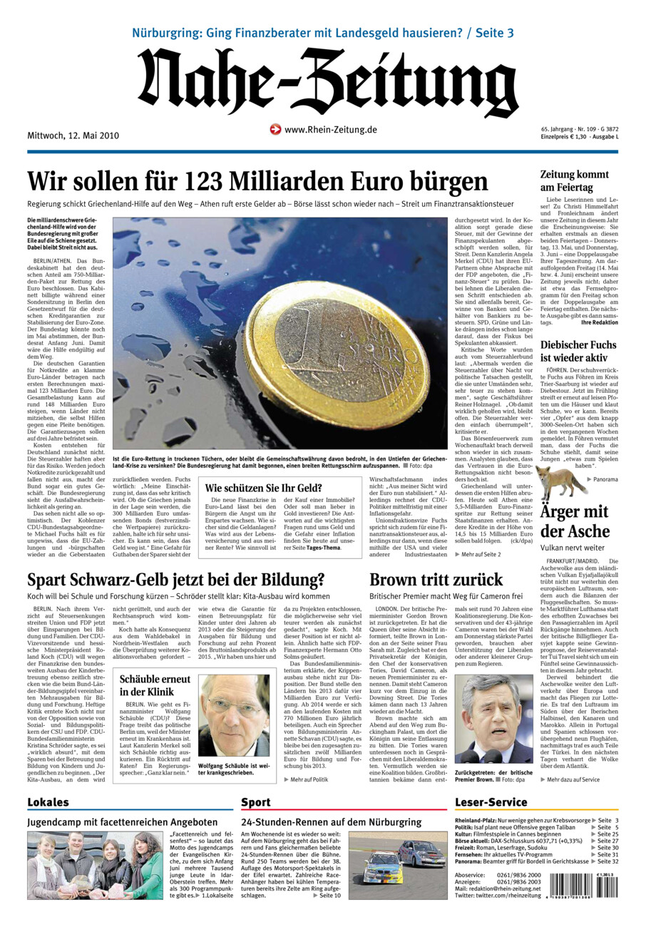 Nahe-Zeitung vom Mittwoch, 12.05.2010
