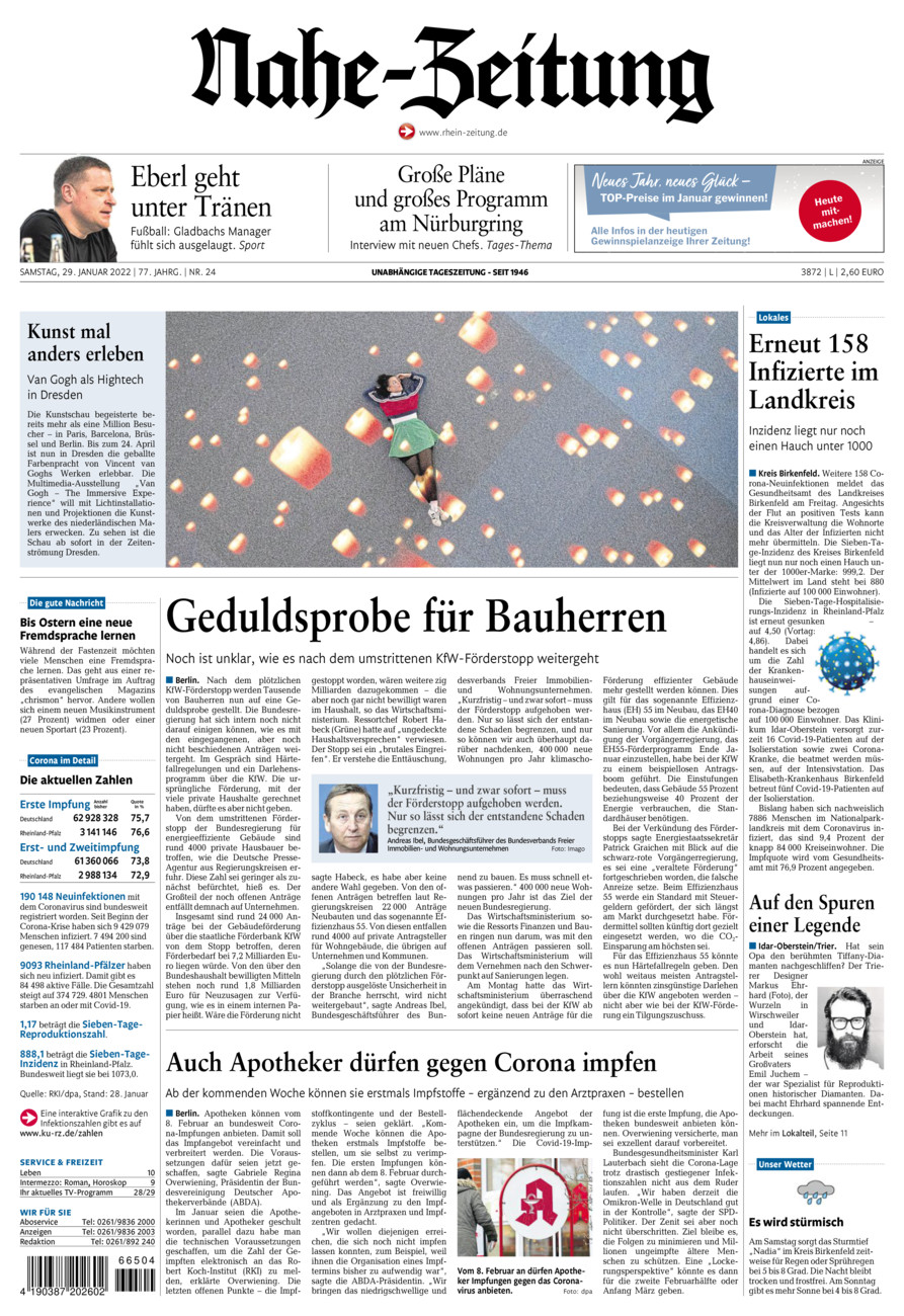 Nahe-Zeitung vom Samstag, 29.01.2022