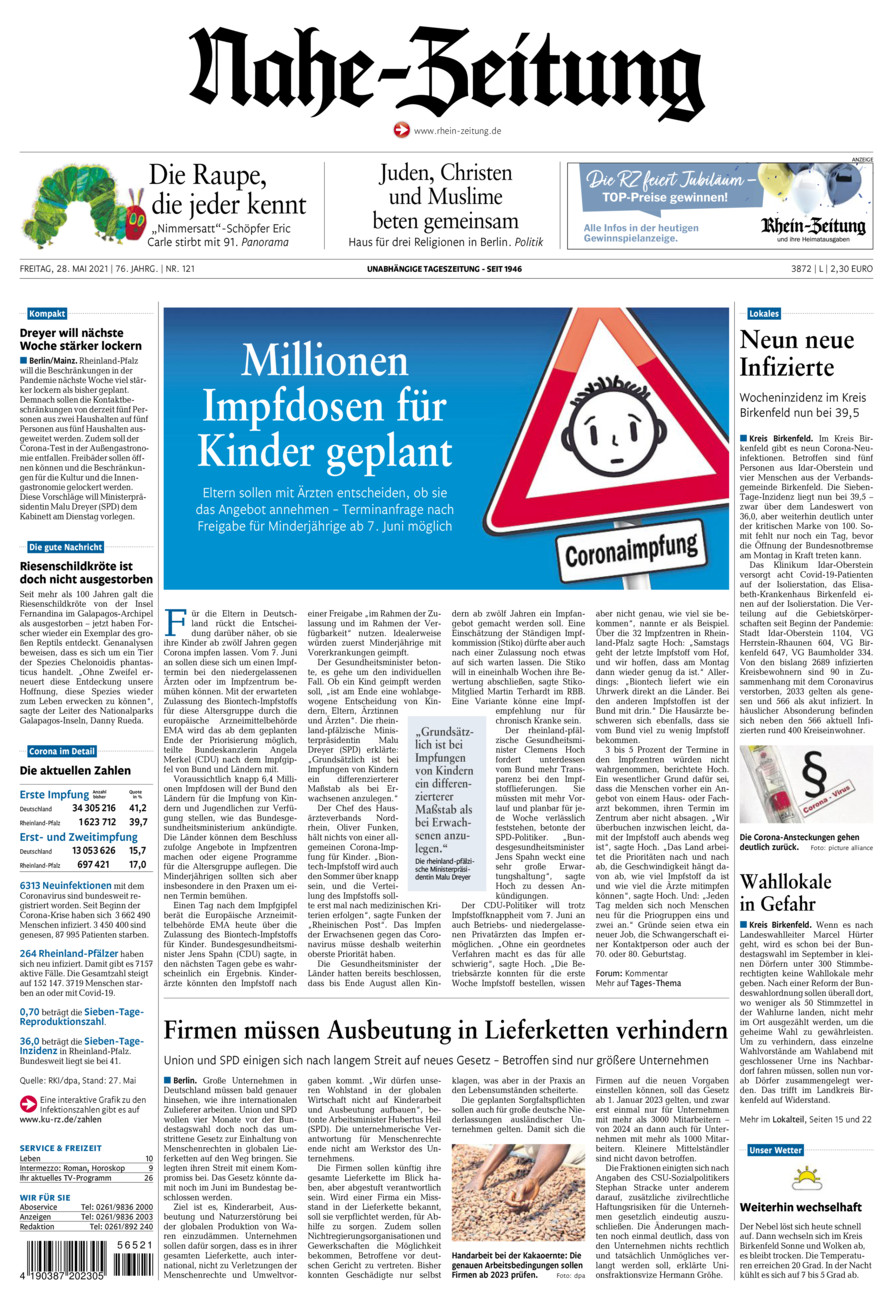 Nahe-Zeitung vom Freitag, 28.05.2021