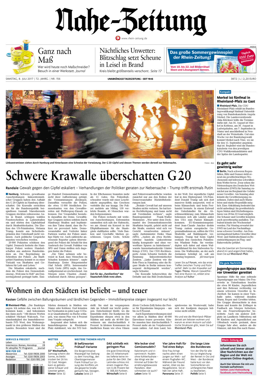 Nahe-Zeitung vom Samstag, 08.07.2017