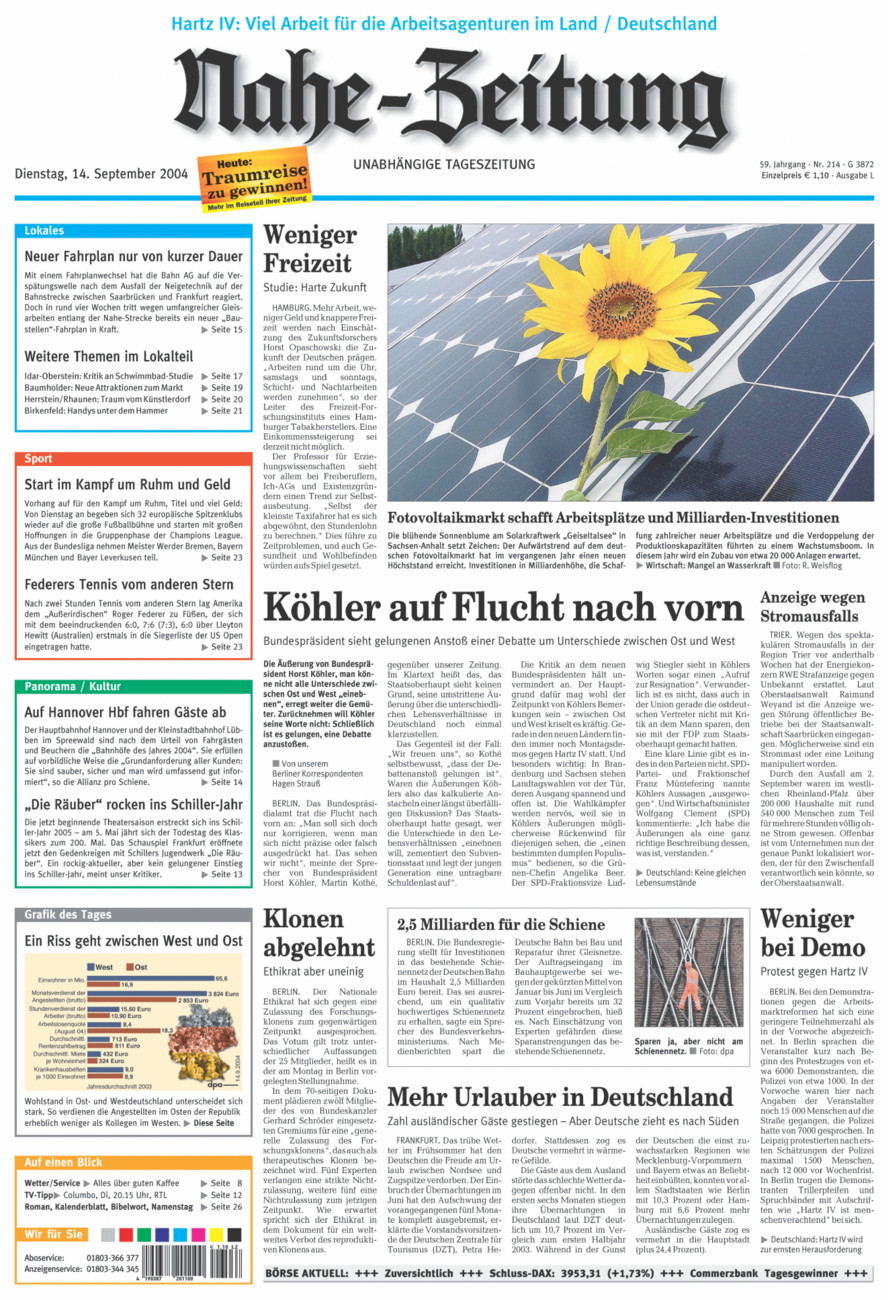 Nahe-Zeitung vom Dienstag, 14.09.2004