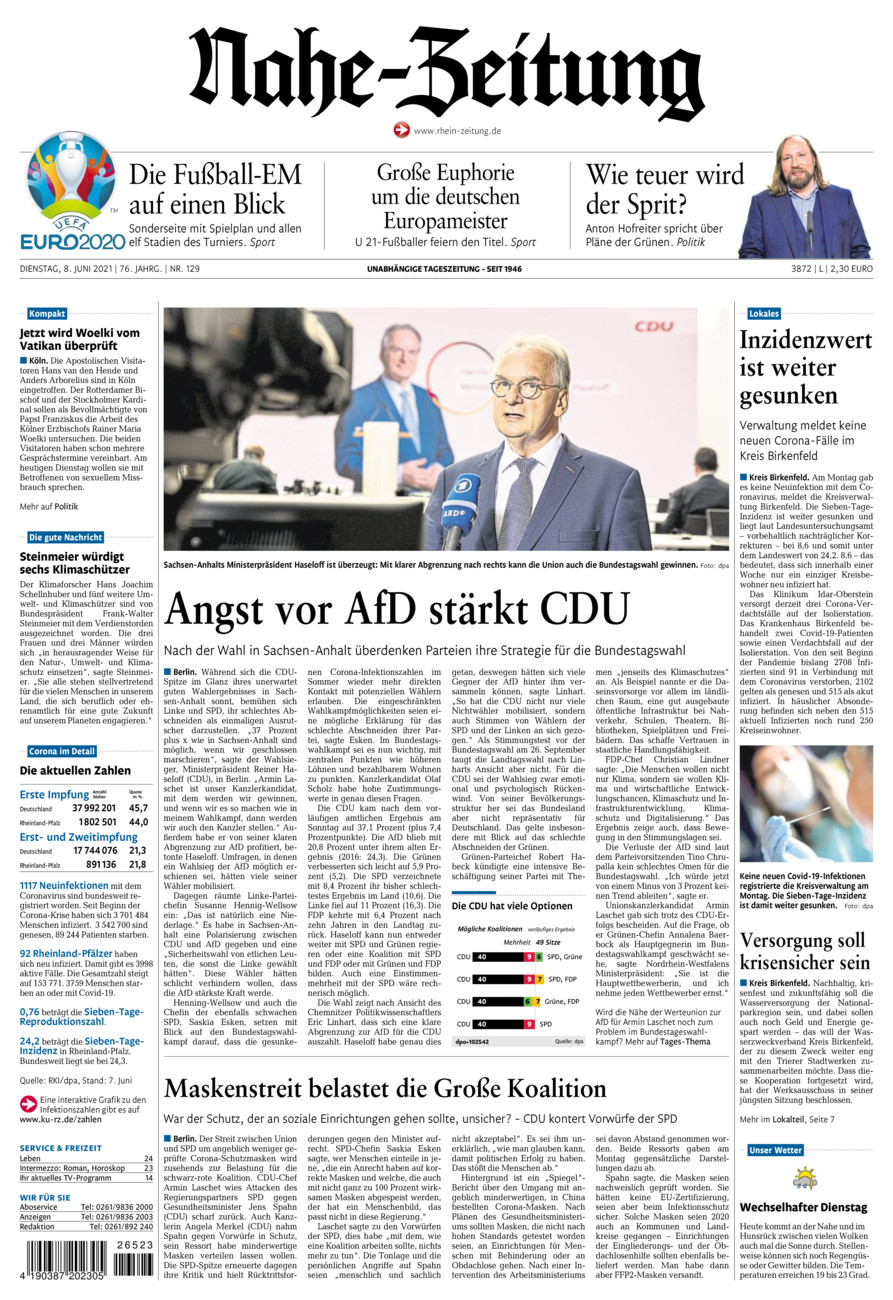 Nahe-Zeitung vom Dienstag, 08.06.2021