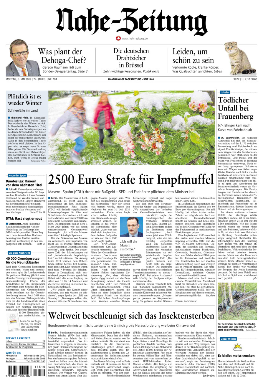 Nahe-Zeitung vom Montag, 06.05.2019