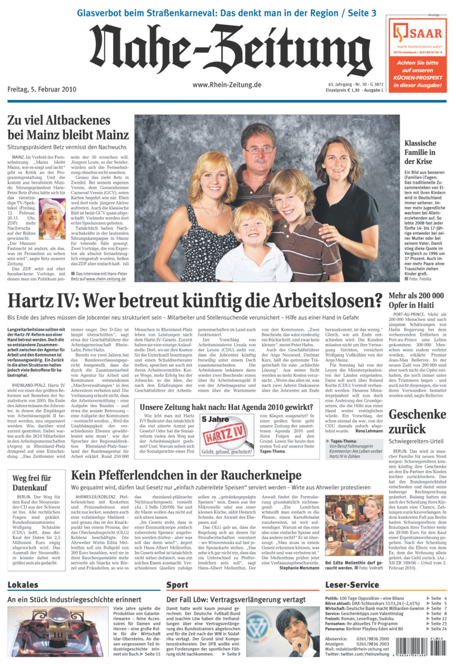 Nahe-Zeitung vom Freitag, 05.02.2010