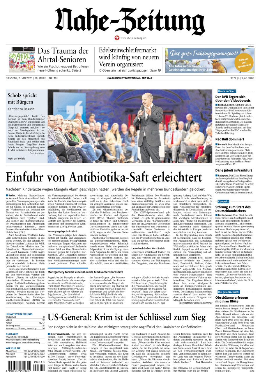 Nahe-Zeitung vom Dienstag, 02.05.2023