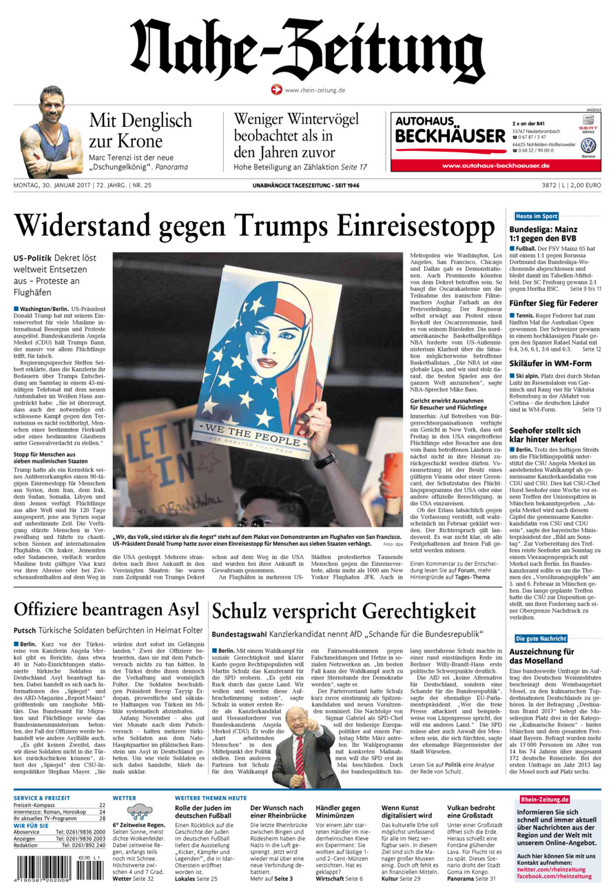 Nahe-Zeitung vom Montag, 30.01.2017