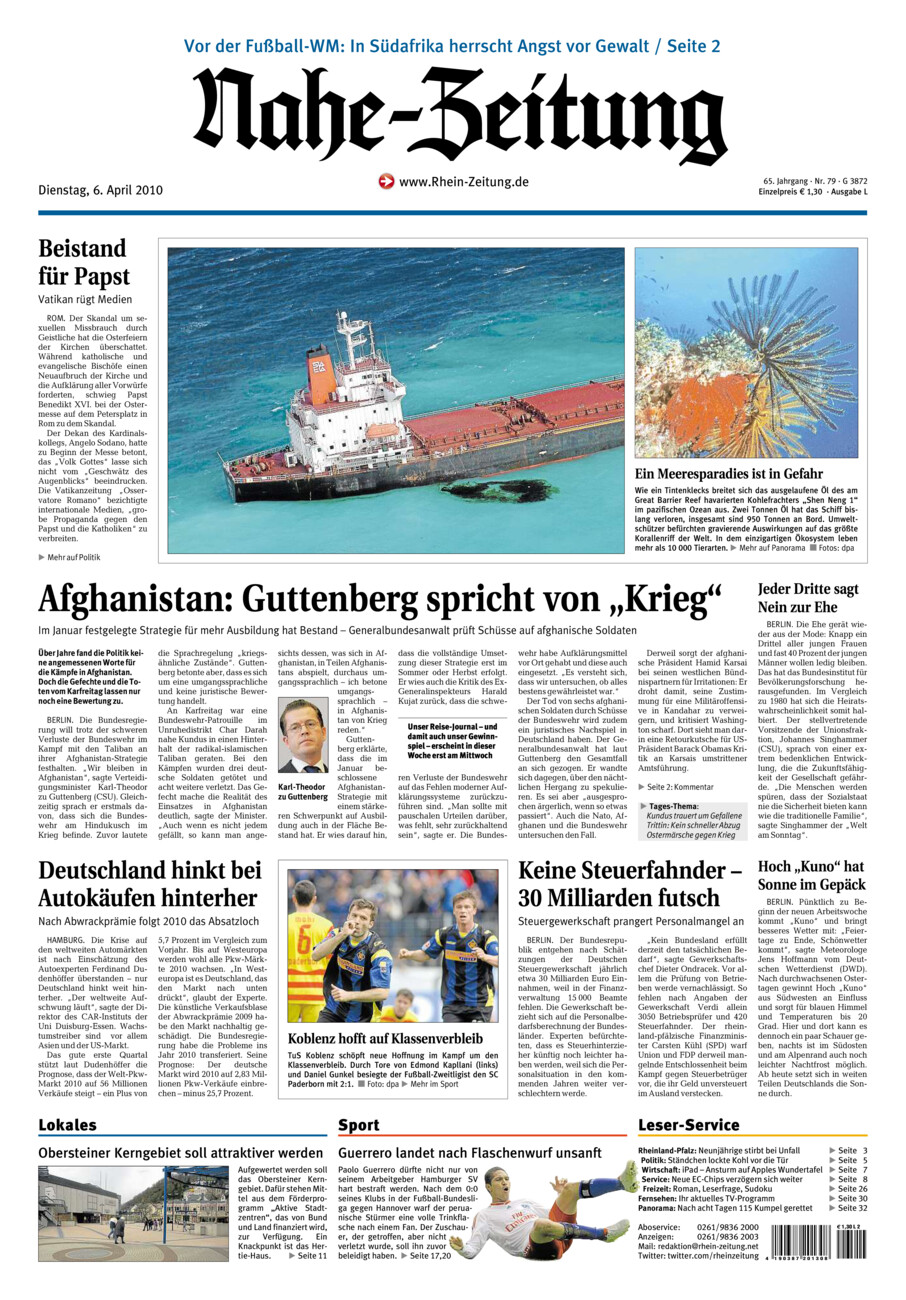 Nahe-Zeitung vom Dienstag, 06.04.2010