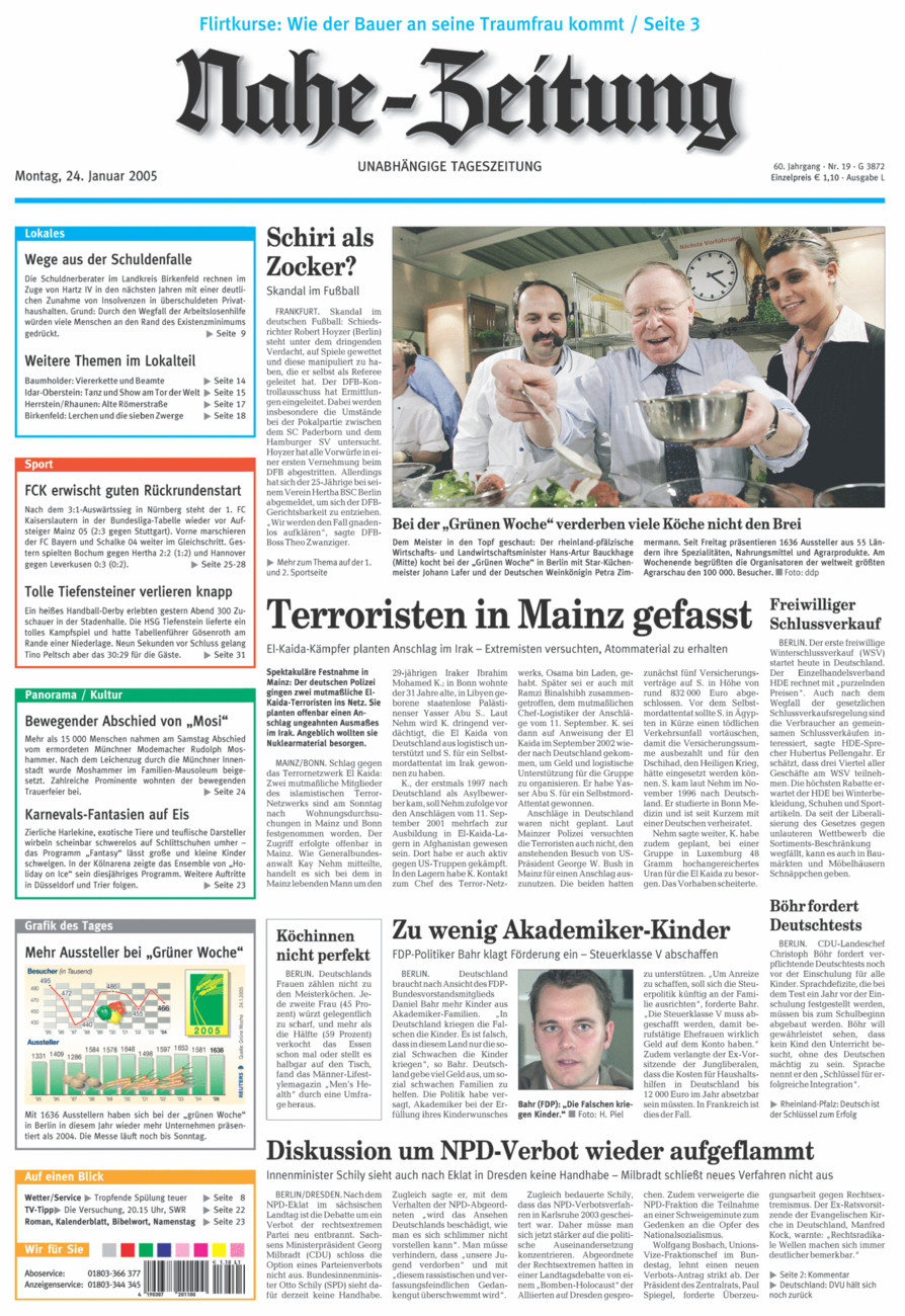 Nahe-Zeitung vom Montag, 24.01.2005