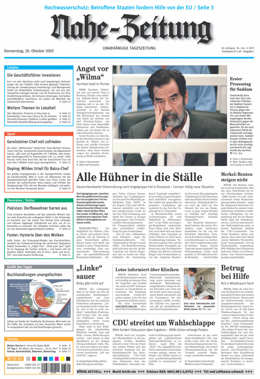 Nahe-Zeitung vom Donnerstag, 20.10.2005