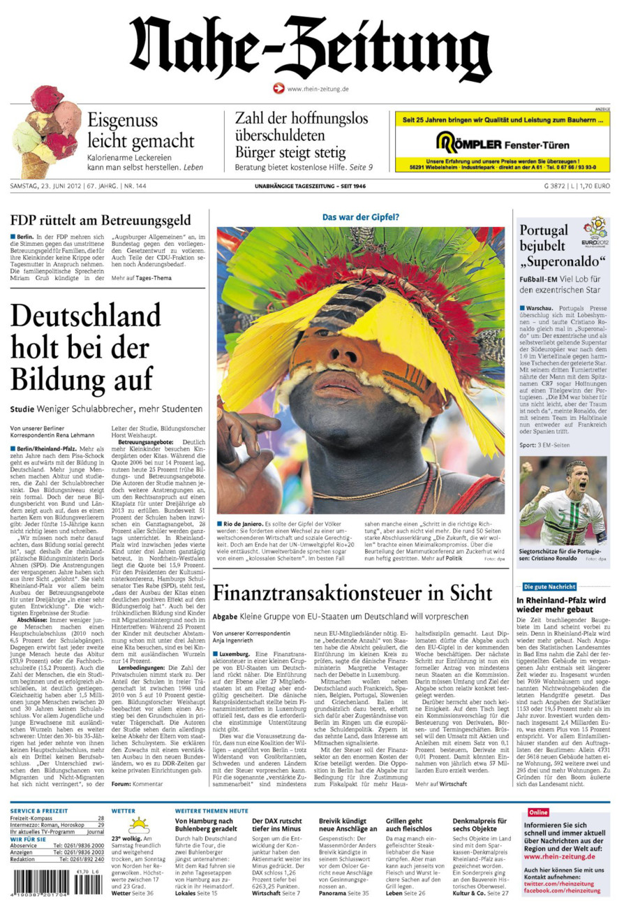 Nahe-Zeitung vom Samstag, 23.06.2012