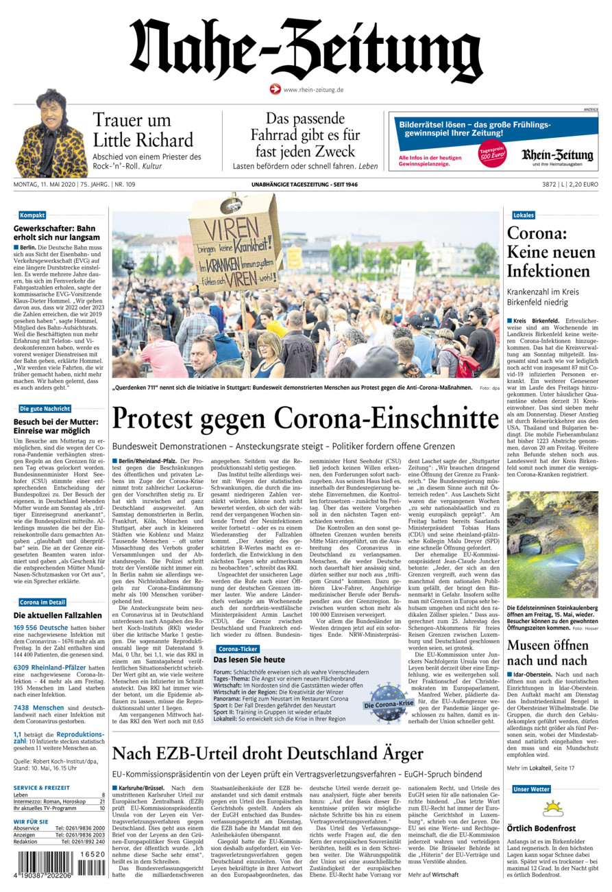 Nahe-Zeitung vom Montag, 11.05.2020