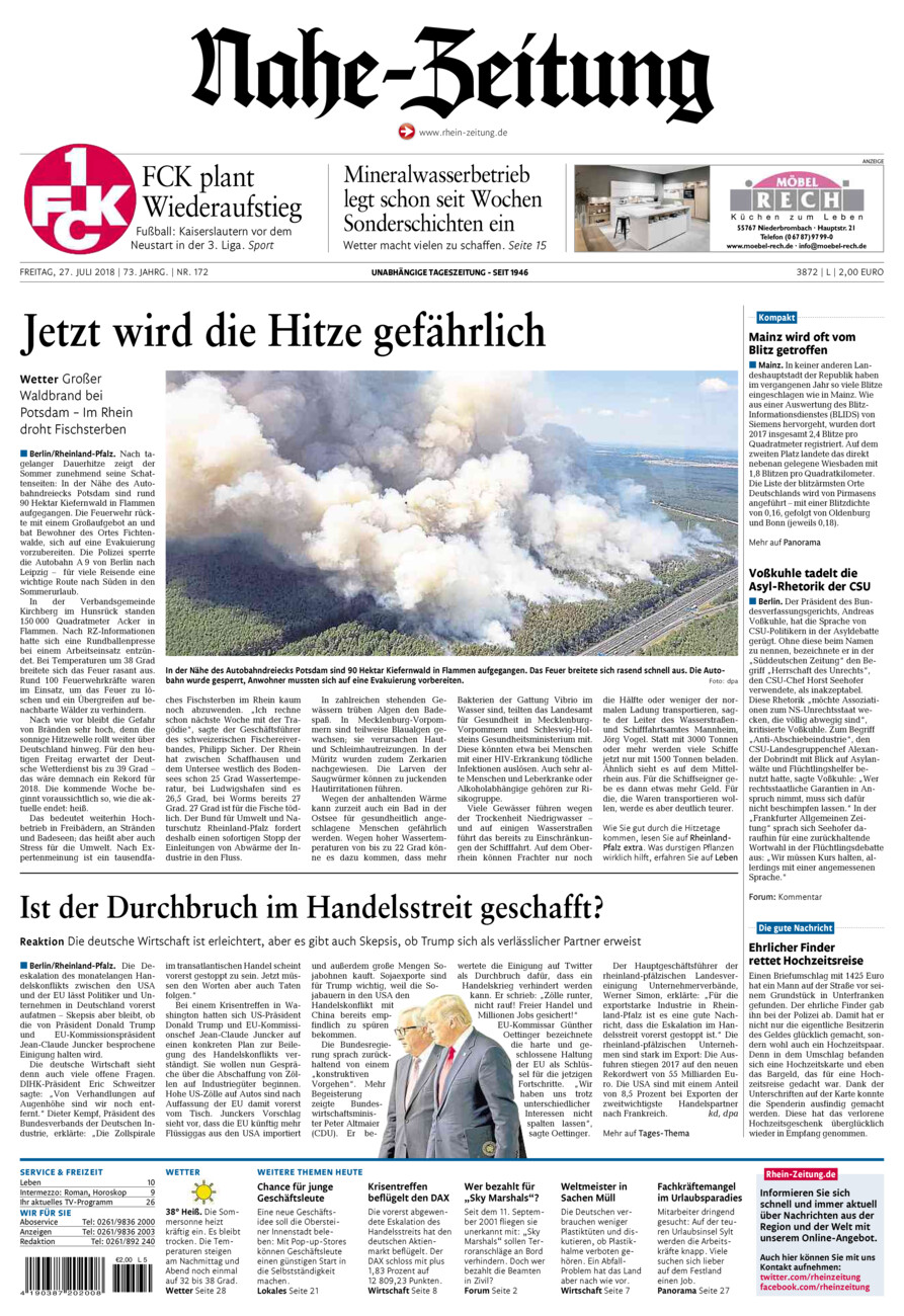 Nahe-Zeitung vom Freitag, 27.07.2018