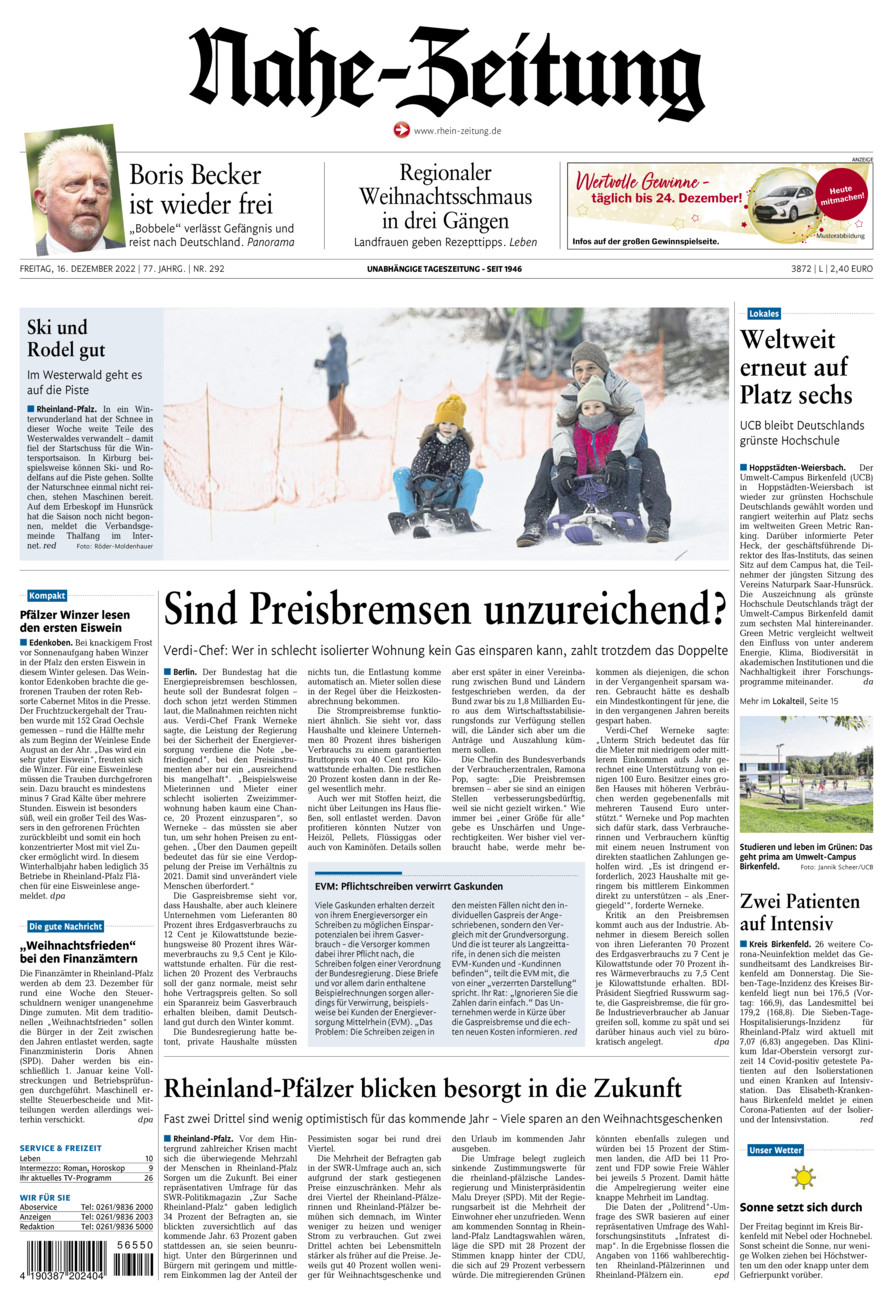 Nahe-Zeitung vom Freitag, 16.12.2022