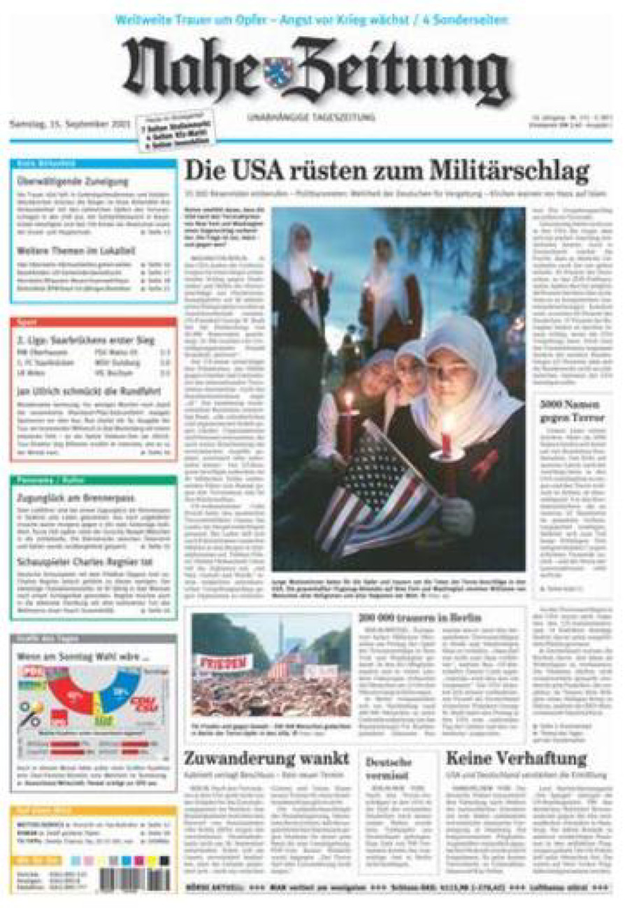 Nahe-Zeitung vom Samstag, 15.09.2001