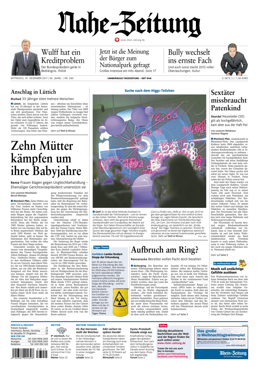 Nahe-Zeitung vom Mittwoch, 14.12.2011
