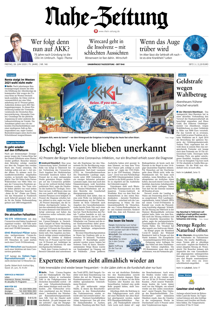 Nahe-Zeitung vom Freitag, 26.06.2020