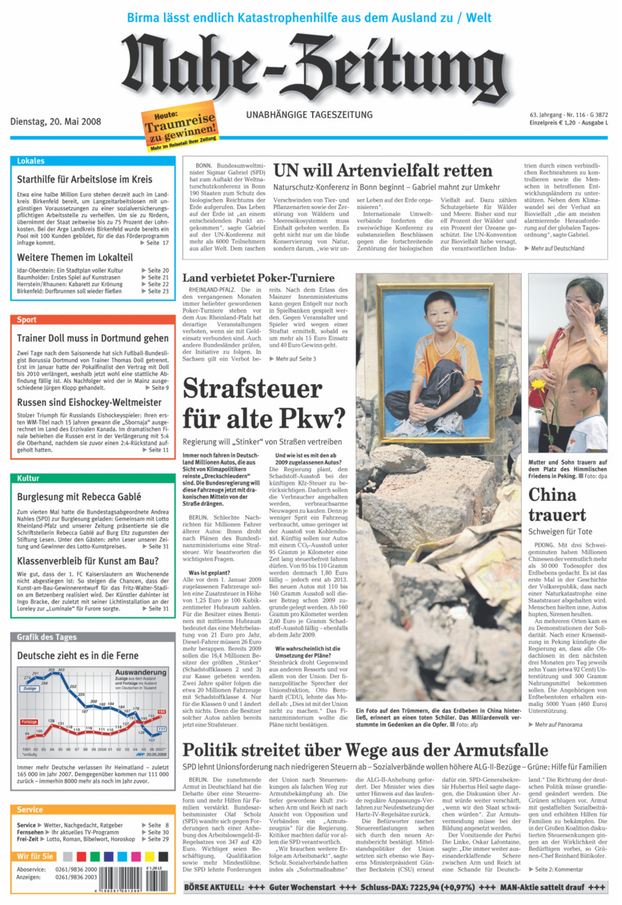 Nahe-Zeitung vom Dienstag, 20.05.2008