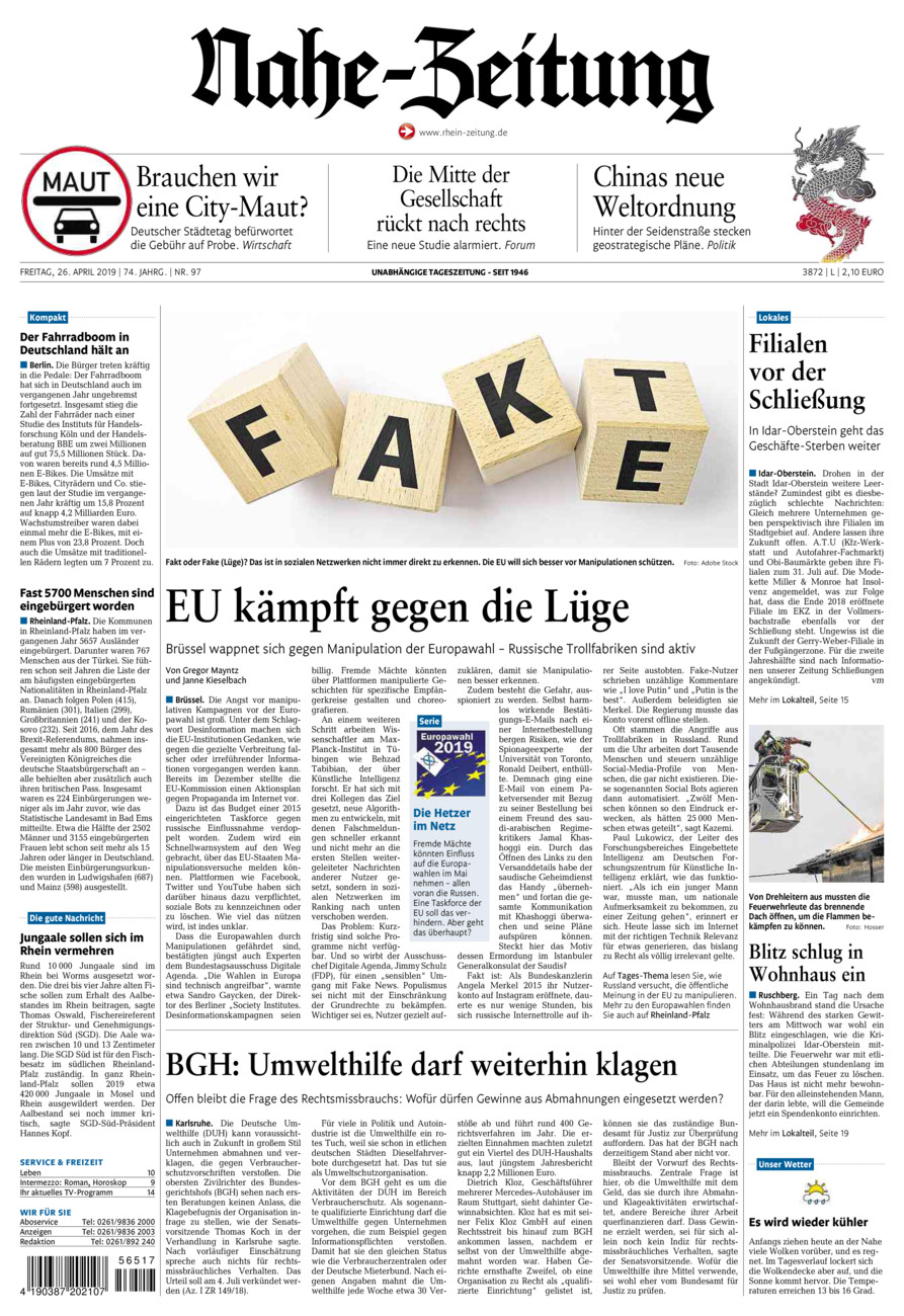 Nahe-Zeitung vom Freitag, 26.04.2019