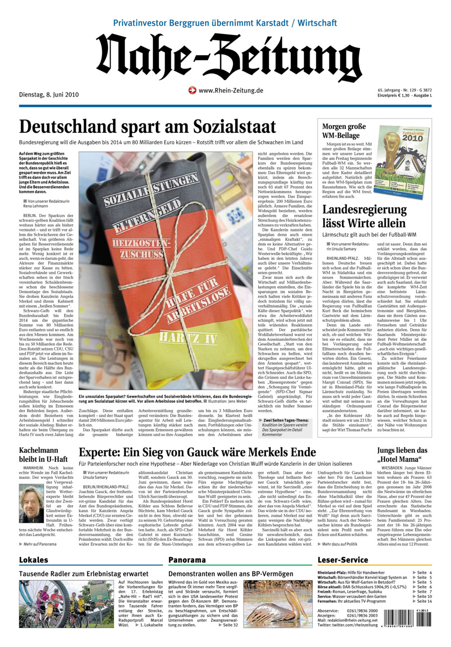 Nahe-Zeitung vom Dienstag, 08.06.2010