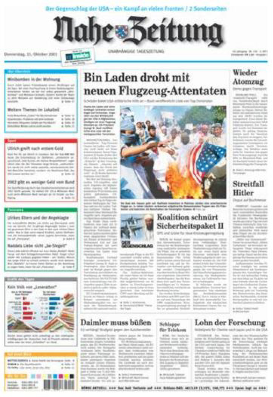 Nahe-Zeitung vom Donnerstag, 11.10.2001