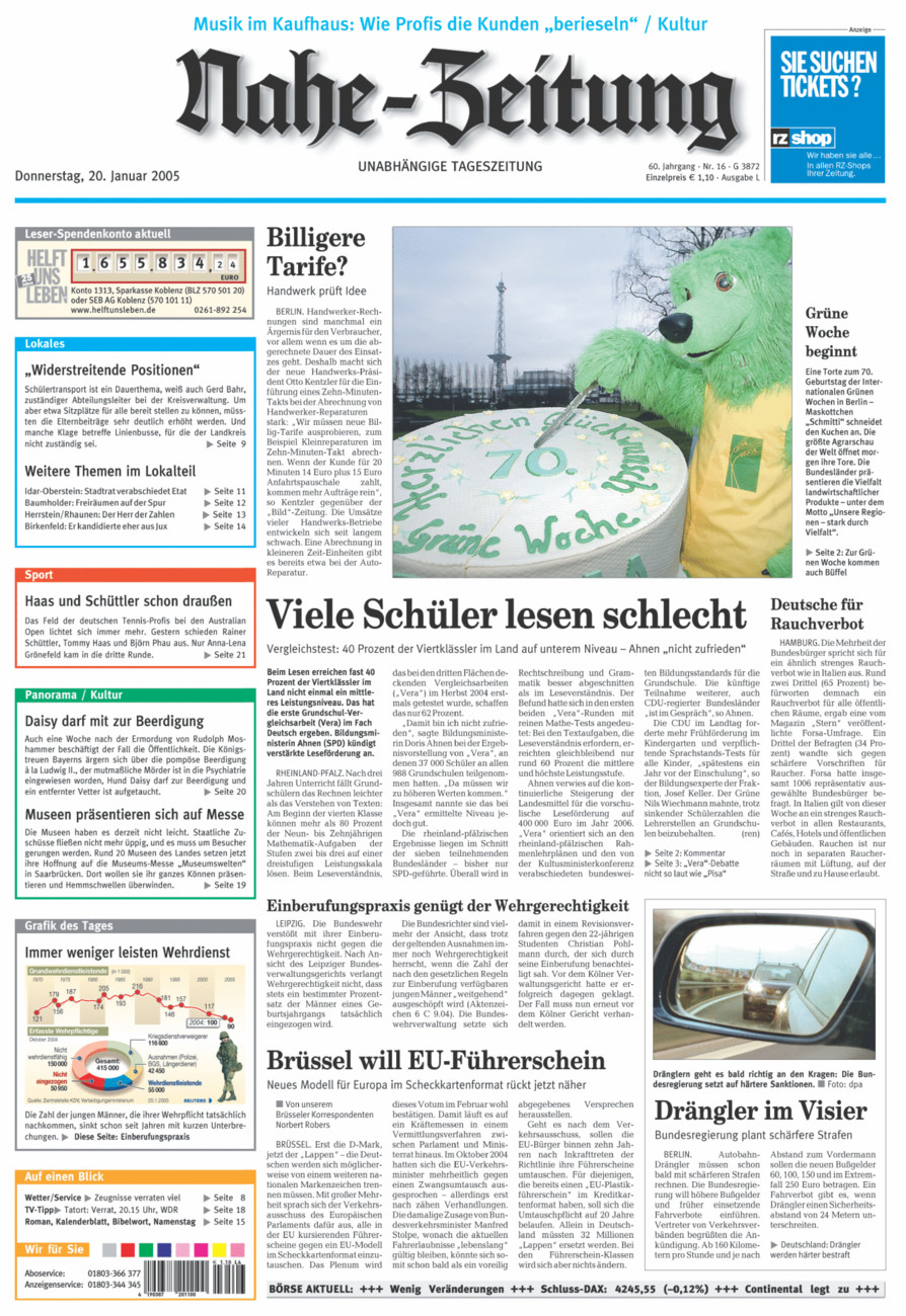 Nahe-Zeitung vom Donnerstag, 20.01.2005