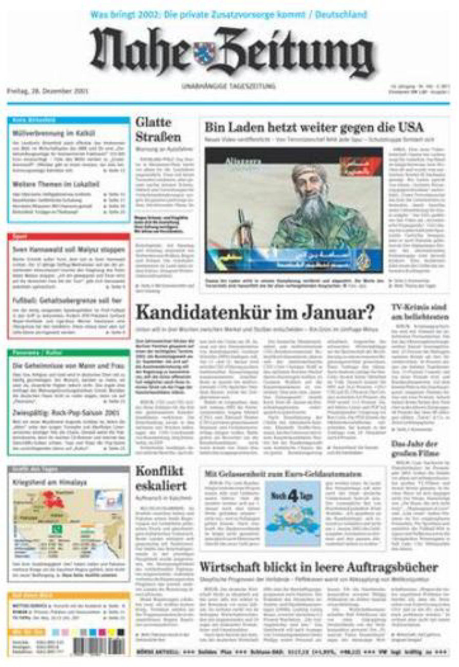 Nahe-Zeitung vom Freitag, 28.12.2001