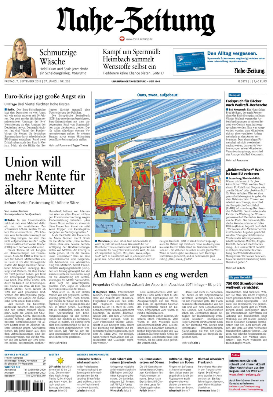 Nahe-Zeitung vom Freitag, 07.09.2012