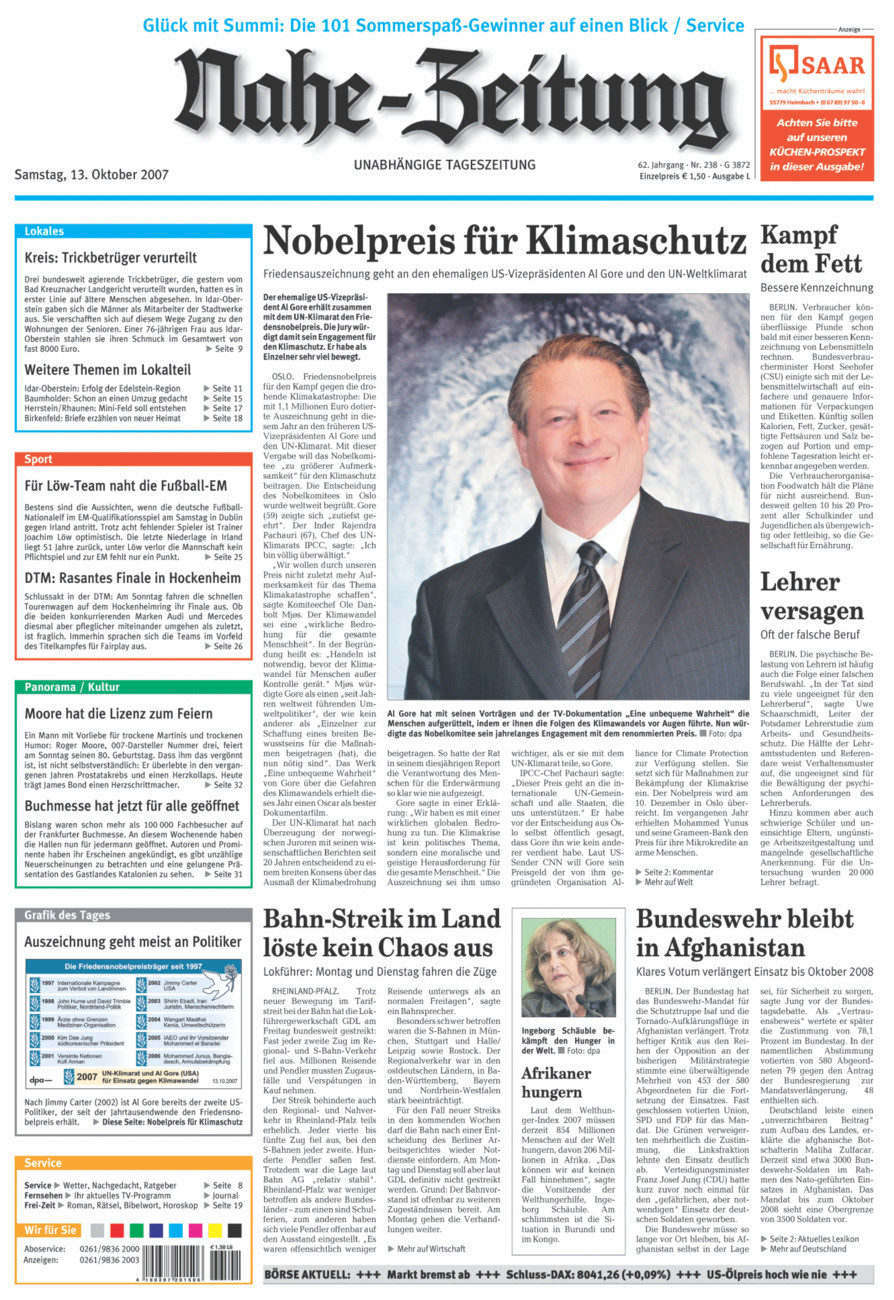Nahe-Zeitung vom Samstag, 13.10.2007