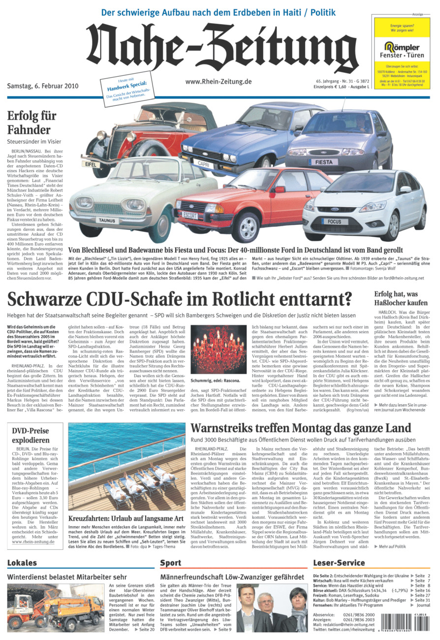 Nahe-Zeitung vom Samstag, 06.02.2010