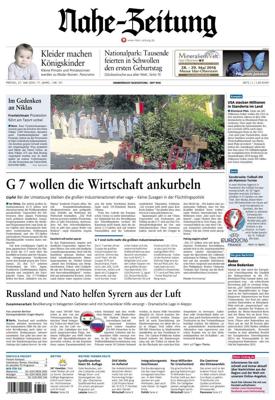 Nahe-Zeitung vom Freitag, 27.05.2016