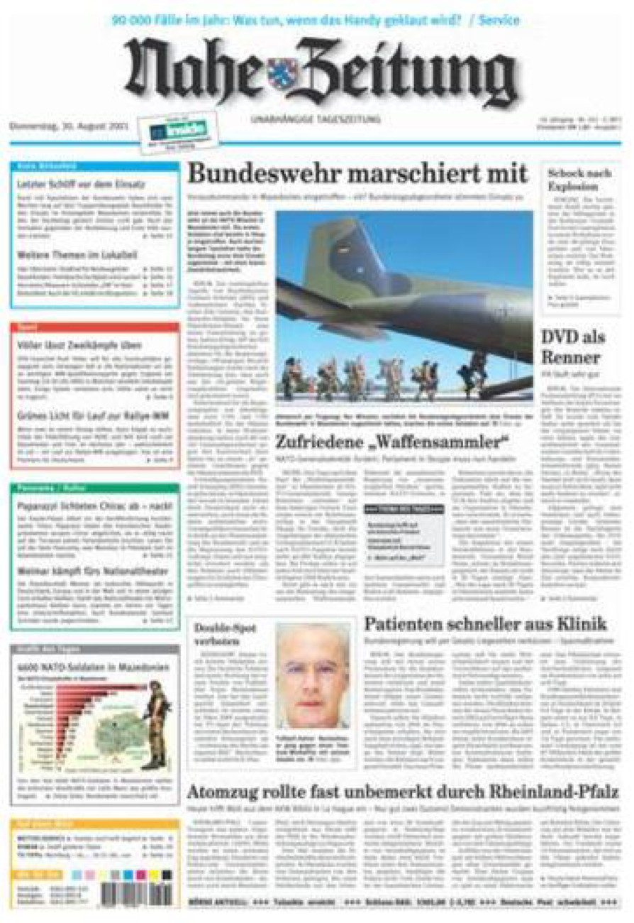 Nahe-Zeitung vom Donnerstag, 30.08.2001