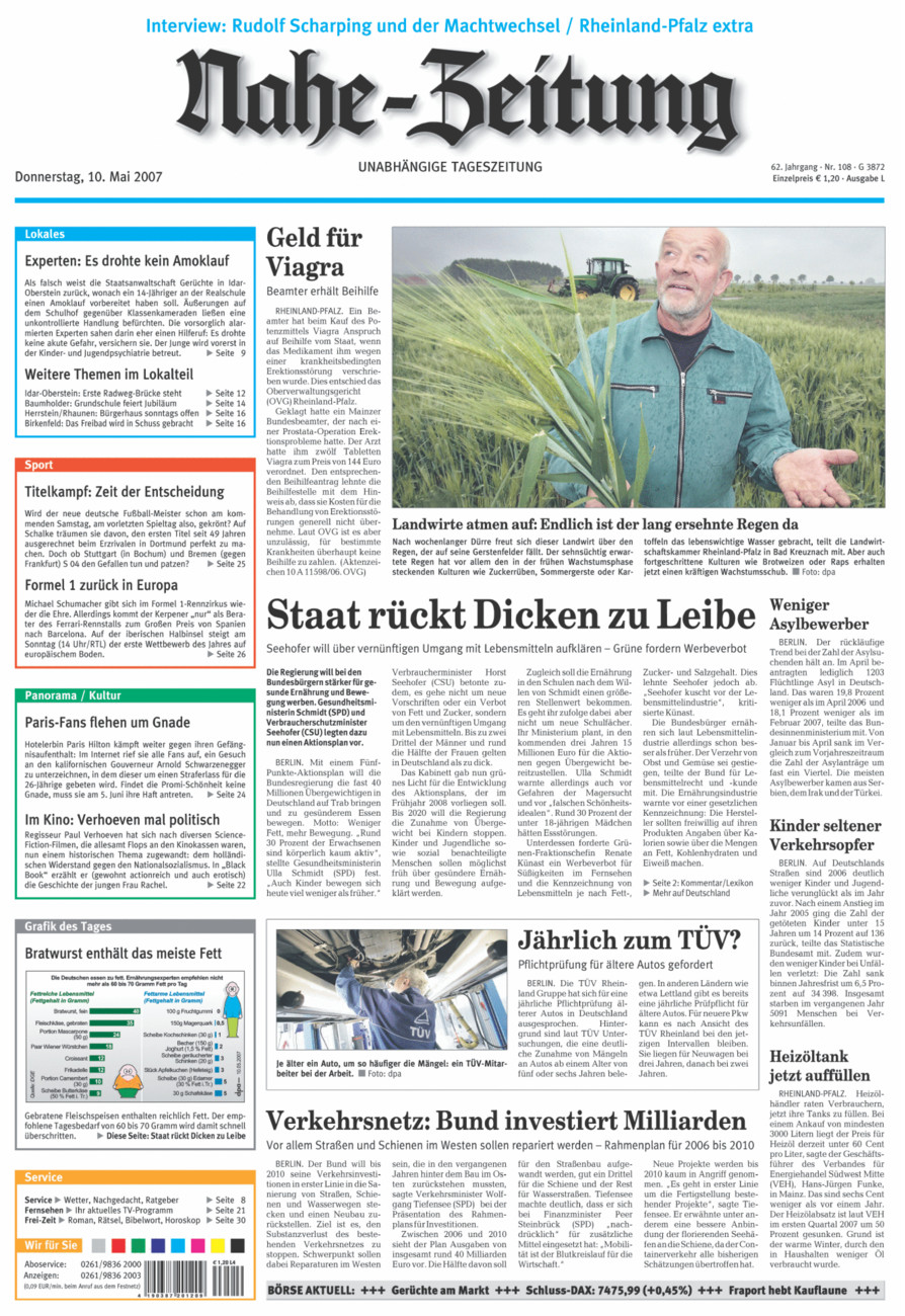 Nahe-Zeitung vom Donnerstag, 10.05.2007