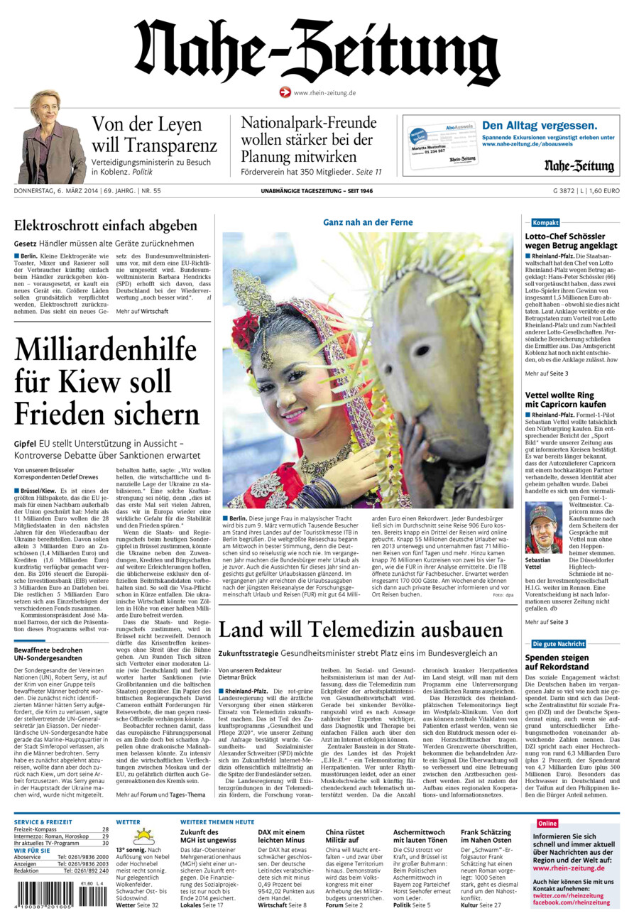 Nahe-Zeitung vom Donnerstag, 06.03.2014